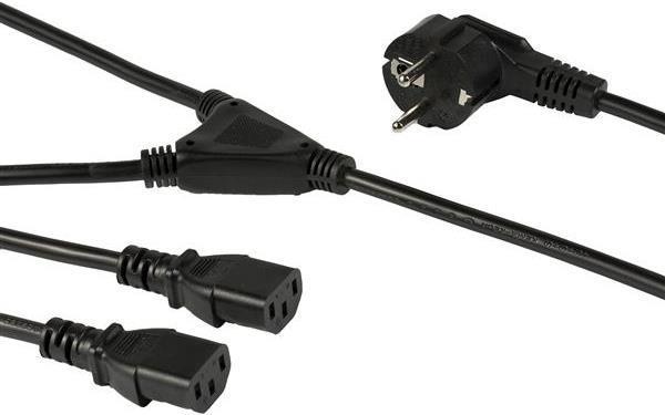 Produktbild StarTech 2m C13 Stromkabel - Schuko CEE7 auf 2x C13 - Y-Stromkabel - C13 Kaltgerätekabel (2 m)