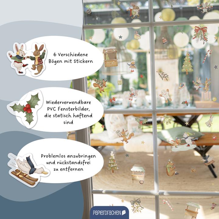 Immagine prodotto Papierdrachen Adesivo per finestra animali invernali