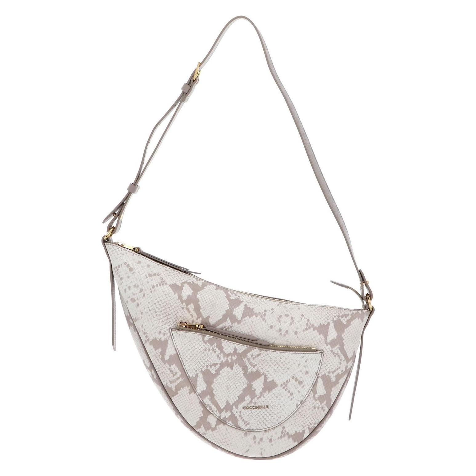 Coccinelle, Damen, Handtasche, Snuggie Shoulderbag Delav Snake Print, Beige