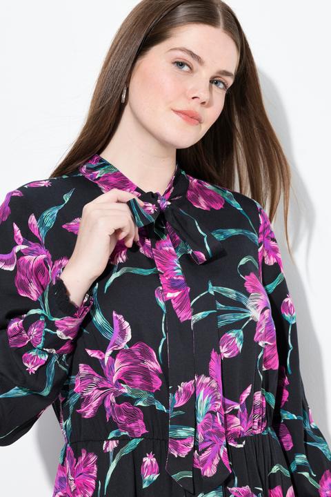 Produktbild Ulla Popken Maxikleid, A-Linie, V-Ausschnitt, Schluppe, Langarm (62)