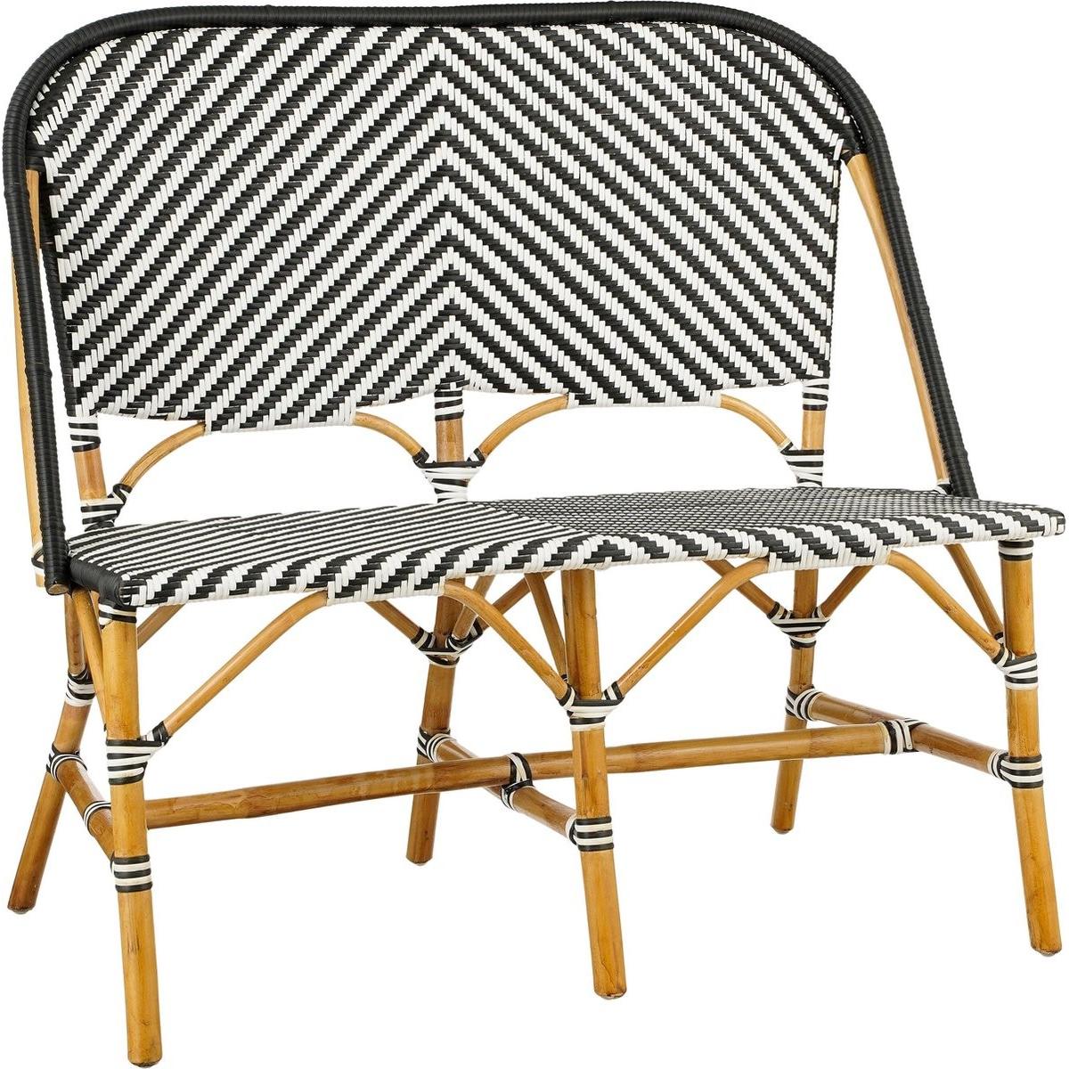 Mica Decorations, Sedia da giardino, Glimmerdekorationen Mandox Sofa Buiten - L98 x B60 x H93 cm - Rattan - Schwarz, Weiss