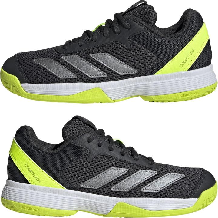 Productafbeelding adidas Courtflash Kinder Tennisschoenen, unisex kindersneaker, Carbon/Iron MET/Lucid Lemon (38)