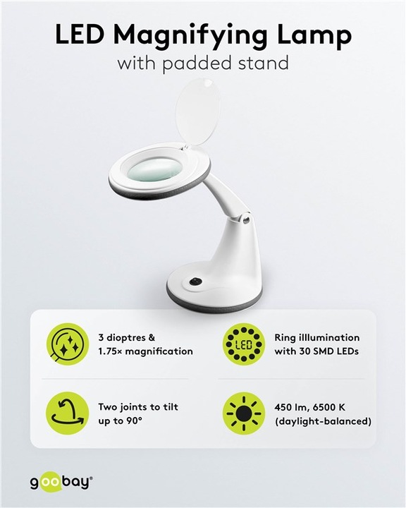 Actual product image Goobay LED stand magnifier lamp, 6 W (60366)