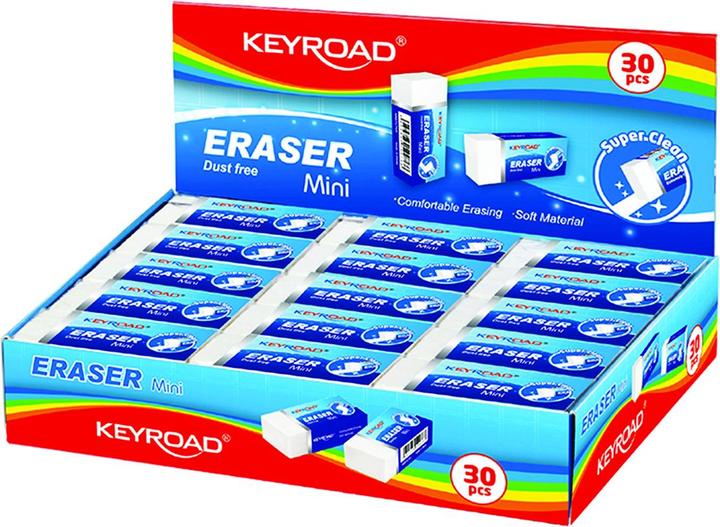 Keyroad Mini universal eraser, 40x18x12 mm, packed in a display, white