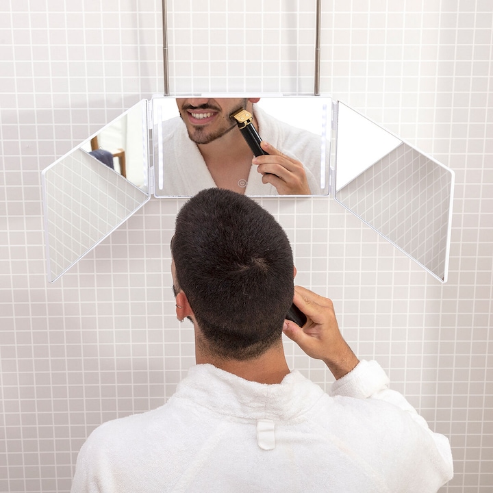 Actual product image InnovaGoods Bathroom mirror with LED - 360º SINE - Lithium battery (32 x 6 x 24 cm)
