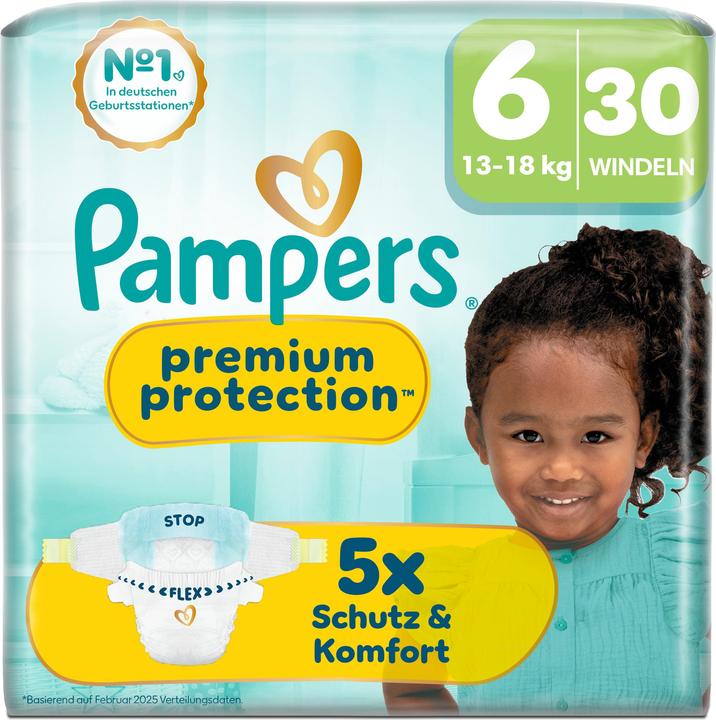 Actual product image Pampers Premium Protection Gr.6 Extra Large 13-18kg Windeln Sparpack 30 Stück (Size 6, 30 pcs.)