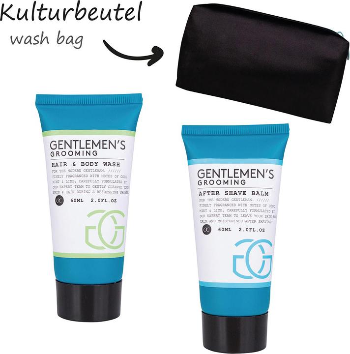 Immagine prodotto Accentra Set da bagno GENTLEMEN'S GROOMING in sacchetto da toilette, include 60 ml di detergente per capelli (Set per la cura della barba)