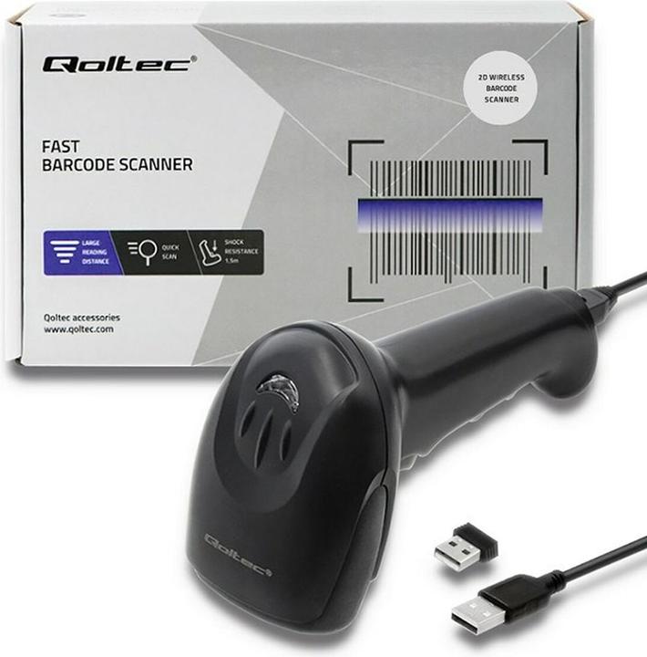 Actual product image Qoltec 50868 Barcode scanner 1D 2D Juodas (1D barcodes, 2D barcodes)