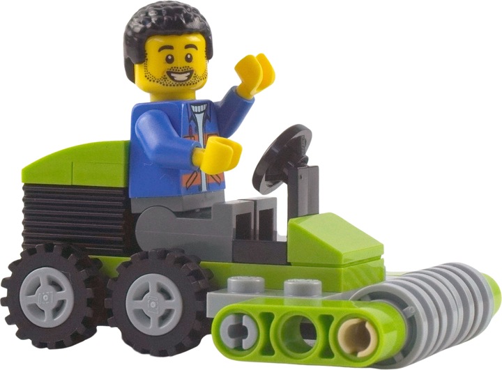 Produktbild LEGO Minifigur City Arbeiter Worker mit Rasenmaeher (952303, LEGO Technic)