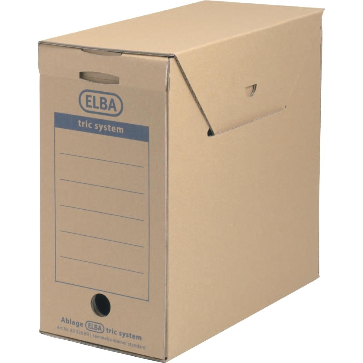 Elba, Dokumentenablage, Archiv-Schachtel standard tric System, naturbraun aus stabiler Wellpappe, mit Verschlusslasche (...