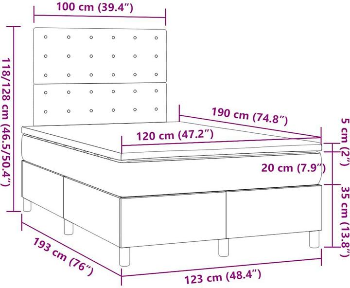 Image du produit vidaXL Boxspringbett (120 x 190 cm)