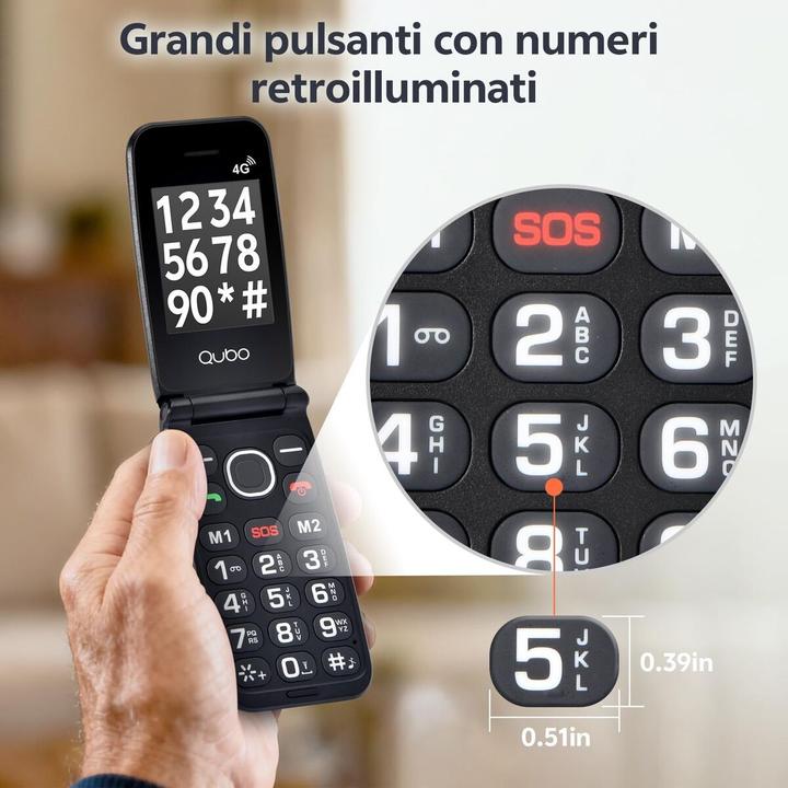 Actual product image Qubo Mobiltelefon für ältere Erwachsene NEONWBK 4G Schwarz (2.40")
