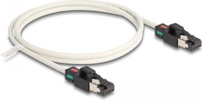 Produktbild Delock Netzwerkkabel RJ45 Stecker zu Stecker Cat.6A S/FTP mit drehbarer Farbmarkierung 1m weiss (S/FTP, CAT6a, 1 m)