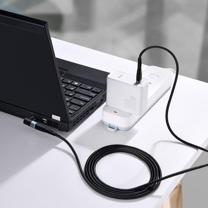 Produktbild Baseus Zinc Magnetic Cable, USB-C to DC 100W, PD, 2m, angled (black) (2 m, 100 W)