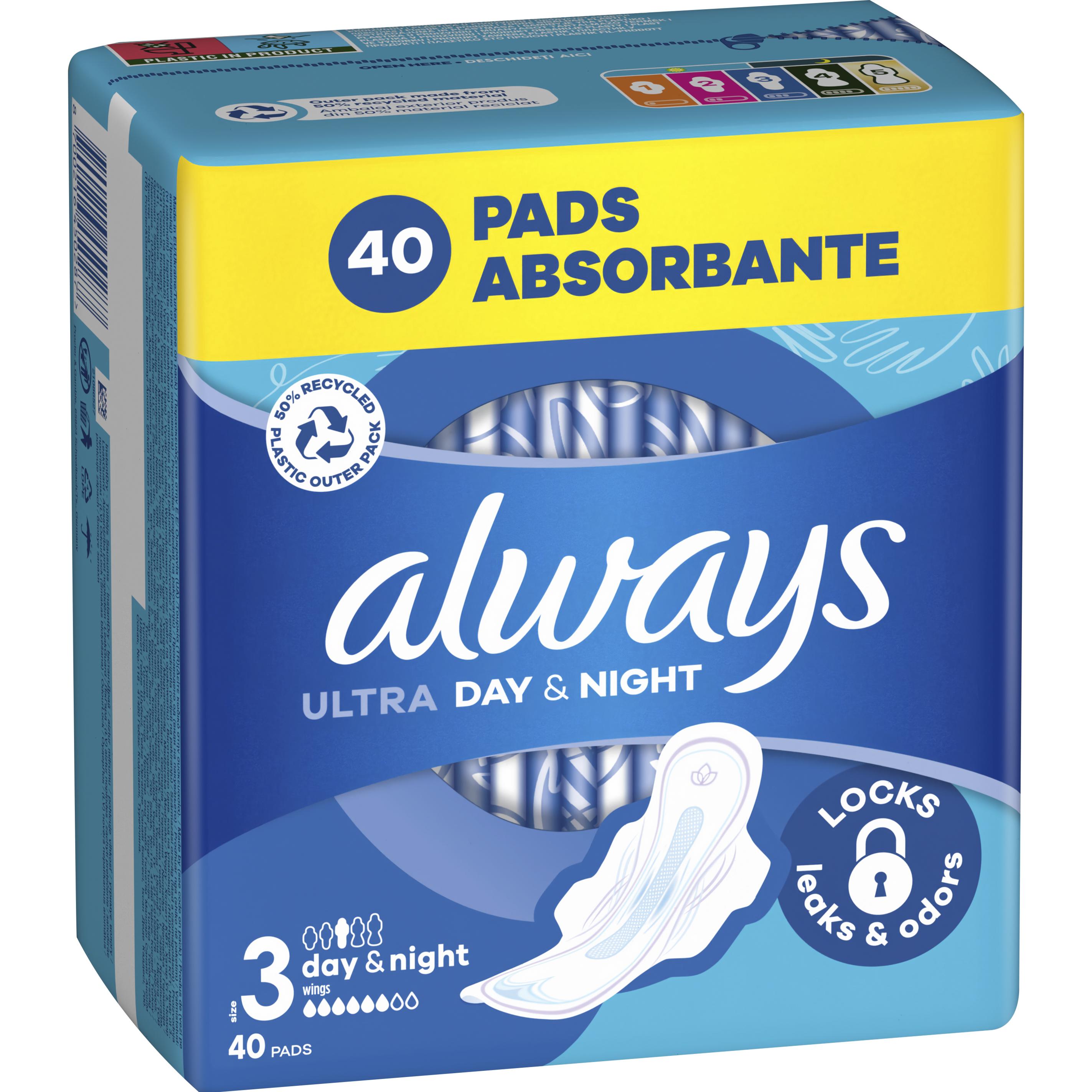 Always, Assorbenti, Ultra Pads Giorno e Notte Ala 40CT (40 x)