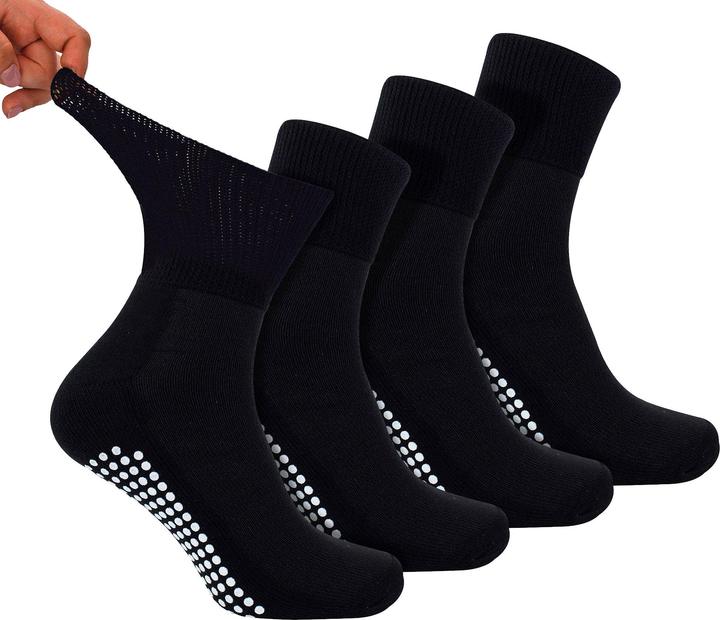 Dr.Socks 4 Paar Kurz Bambus Antirutsch Diabetikersocken | Dr. Socks | Socken Ohne Gummi (46 - 50)