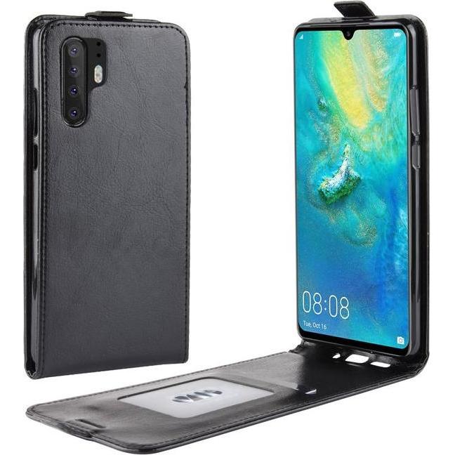 MU Classic Leder Flipcase Hülle (Huawei P30 Pro), Smartphone Hülle, Schwarz