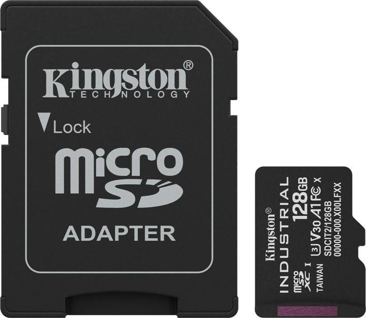 Actual product image Kingston Card Ind. MicroSD +ADP 128GB pSLC (128 GB, microSDXC, U3, UHS-I)