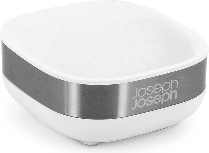 Produktbild Joseph Joseph 70533 Bathroom Slim Compact Steel Soap Dish- White/Steel