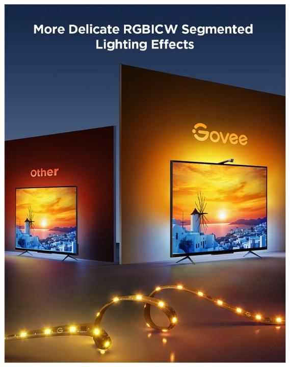 Produktbild Govee TV Backlight (Warmweiss, RGBIC, 360 cm, Indoor)