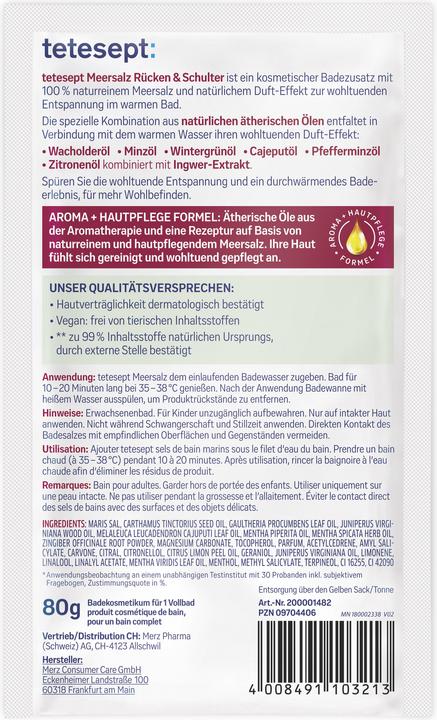 Actual product image Tetesept Bath Salts Back Shoulder Sachet (80 ml, Bath salts)