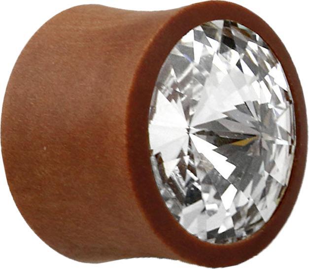 Immagine prodotto Star Piercing Spina svasata in legno Sawo con cristallo Swarovski argento (senza ottone, Organico)