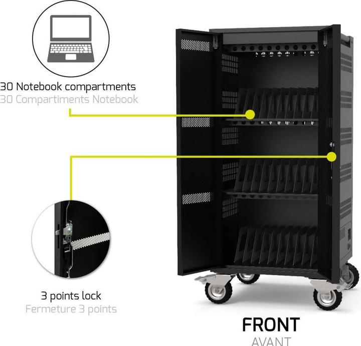 Image du produit Port Designs Charging Cabinet 30 Notebooks + Rack 1 Unit