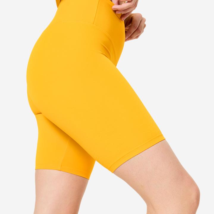 Produktbild Domyos Radlerhose Damen Slim hoher Taillenbund - gelb (S)