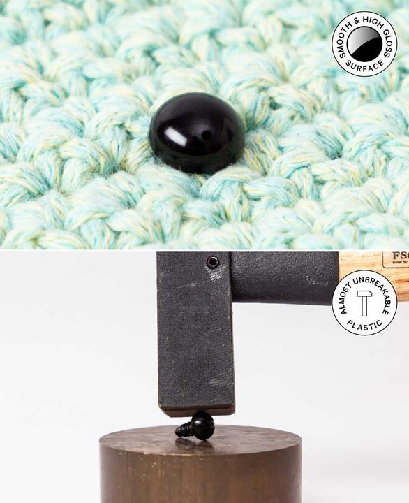 Actual product image I Am Creative Sicherheitsaugen, schwarz, Verschluss, 10 mm