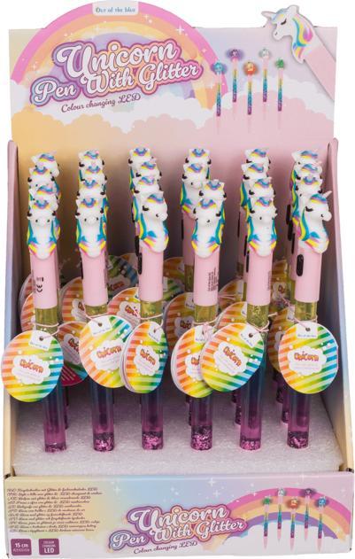 Actual product image Out of the blue Ootb - Unicorn biros with glitter and LED (Multicoloured, 1 x)