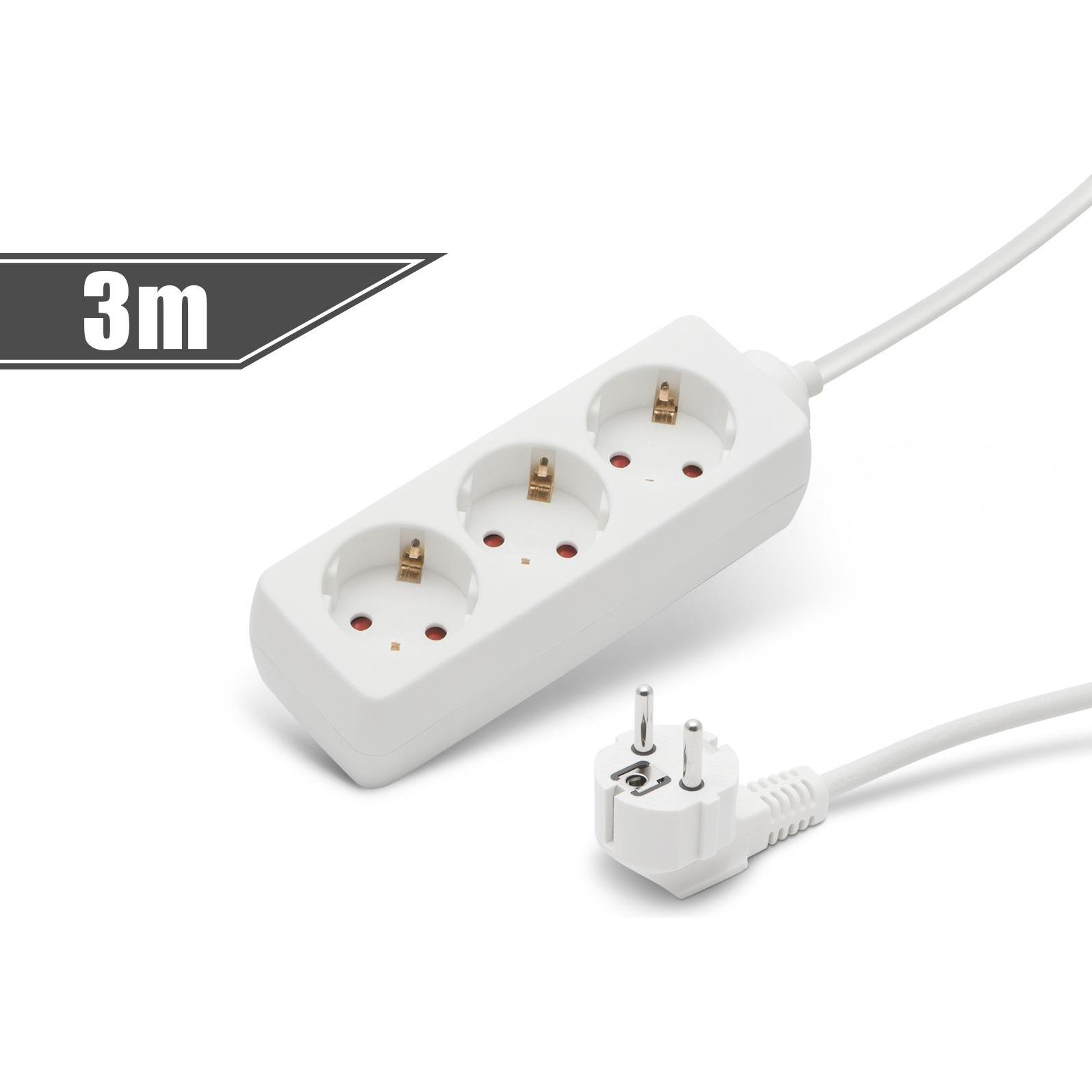 Delight, Ciabatta multipresa, Netzwerkverteiler 3din 3m weiss (3 x, 3 m)