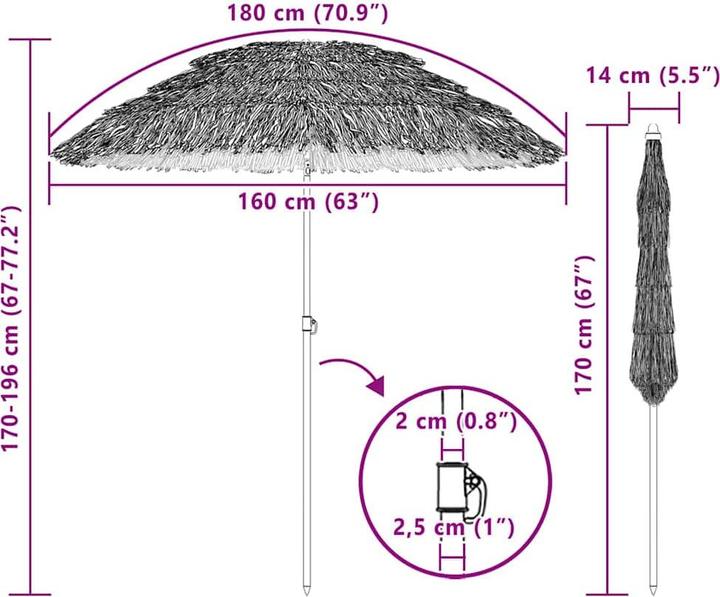 Immagine prodotto vidaXL Ombrellone da spiaggia (1.60 m)