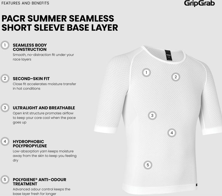 Actual product image GripGrab GripGrap PACR UL Short Sleeve Base Layer (XL)