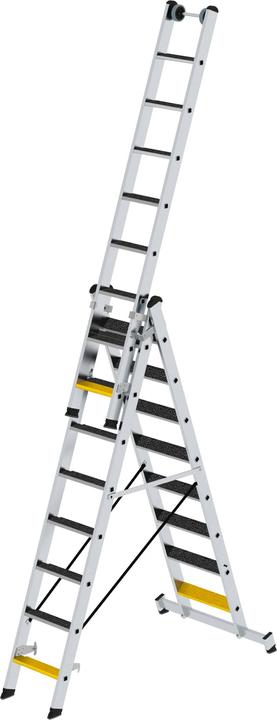 Produktbild Munk Stufen-Mehrzweckleiter 3-teilig mit nivello-Traverse und clip-step R13 3x8 Stufen (Mehrzweckleiter, 586 cm)