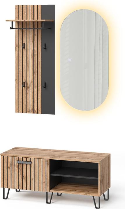 Vicco Wardrobe Amber, Oak Wotan, 43 x 110 cm 3 parts