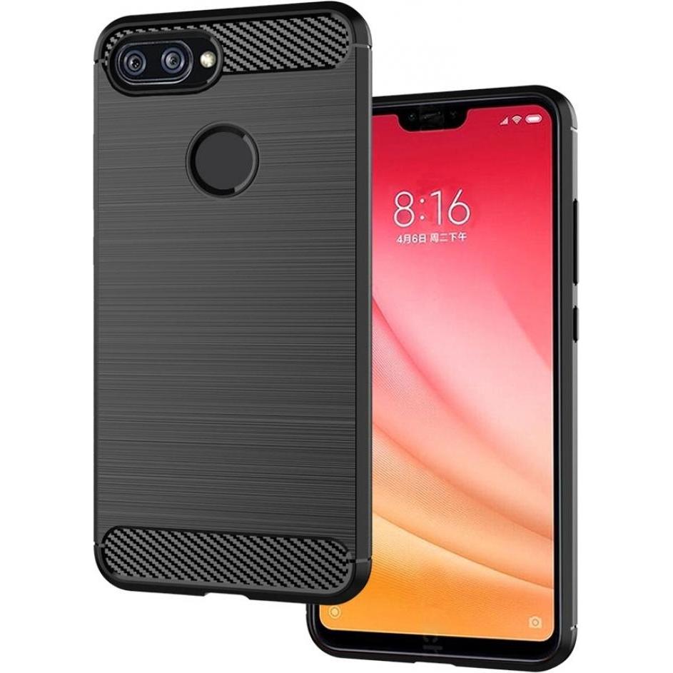 Screenguard Xiaomi Mi 8 Lite Hülle Carbon Brushed Soft TPU (Xiaomi Mi 8 Lite), Smartphone Hülle, Schwarz