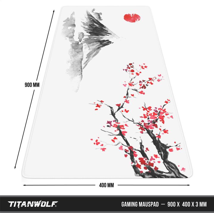 Actual product image Titanwolf Gaming Mouse Pad, 900 x 400mm XXL Speed Gaming Mouse Mat, Mousepad Extra Large Surface, Ink Sakura 4 (XXL)