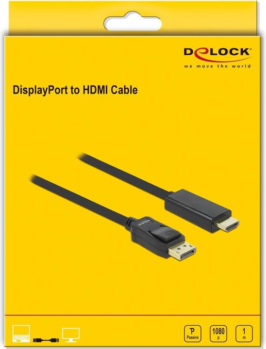 Image du produit Delock DisplayPort — HDMI (Typ A) (1 m, DisplayPort, HDMI, 1.3)