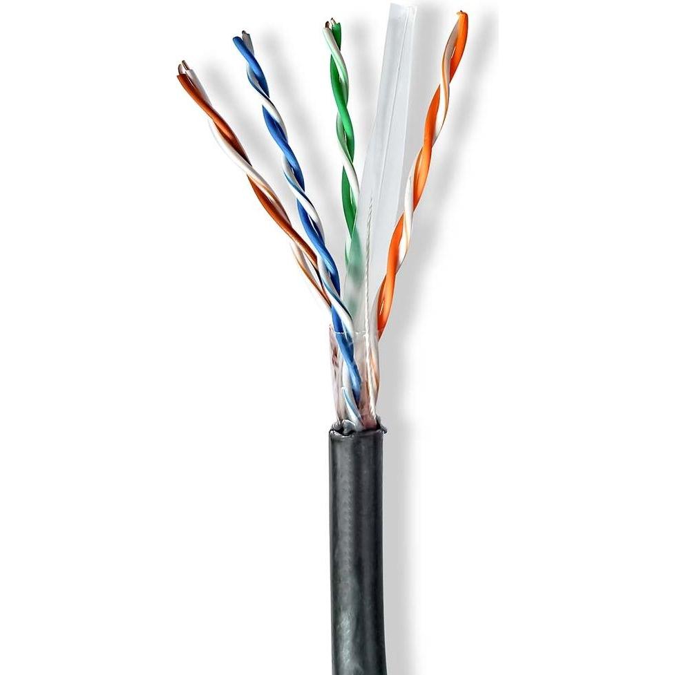 Nedis Netzwerk-Kabel Rollen CAT6 Solid U/UTP CCA 100.0 m Aussenbereich Rund PE Sch (U/UTP, CAT6, 100 m), Netzwerkkabel