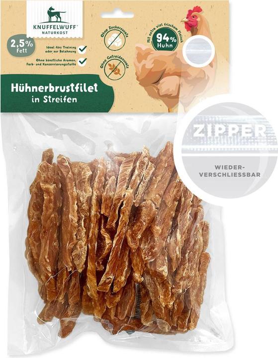 Image du produit Knuffelwuff Snack Hühnerbrust-Streifen 500 g, Snackart: Leckerli (500 g)