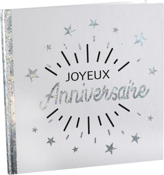 Santex Gästebuch 'Joyeux Anniversaire' Weiss und Silber (24 x 24 cm)
