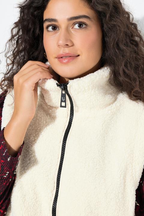 Produktbild Ulla Popken Long-Weste, Teddyfleece/Stepp, Seiten-Druckknöpfe (56)