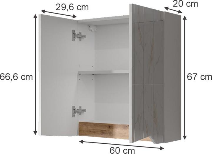Produktbild Vichy Spiegelschrank Marelle, Weiss/Artisan, 60 x 67 cm mit höhenverstellbarem Einlegeboden