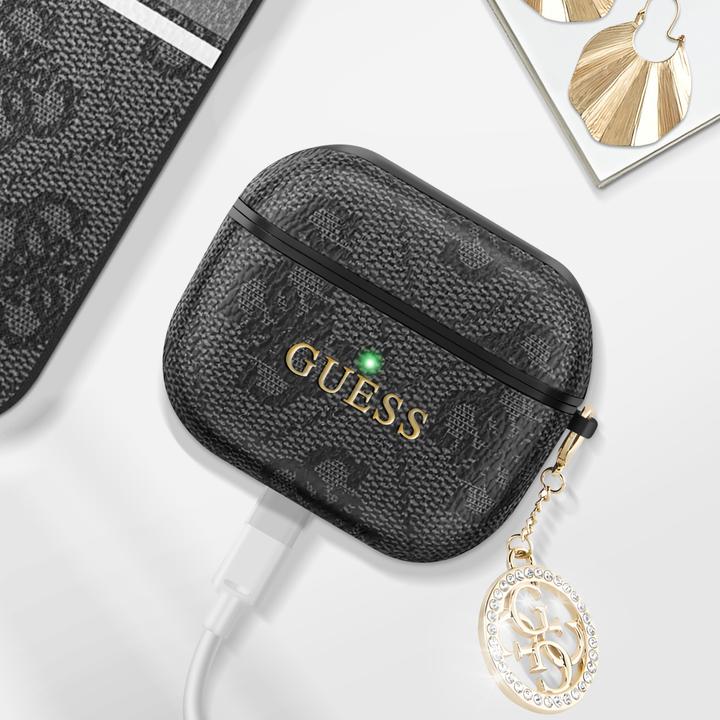 Image du produit Guess Coque pour Airpods 3 4G Script avec breloque scintillante ornée de strass (Manchon pour casque d'écoute)