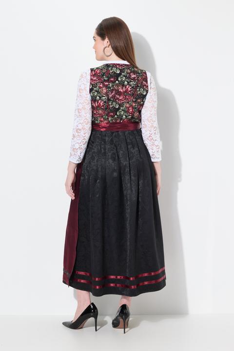 Immagine prodotto Ulla Popken Tradizionale abito smanicato Dirndl con fiori, grembiule di raso e scollo rettangolare (54)