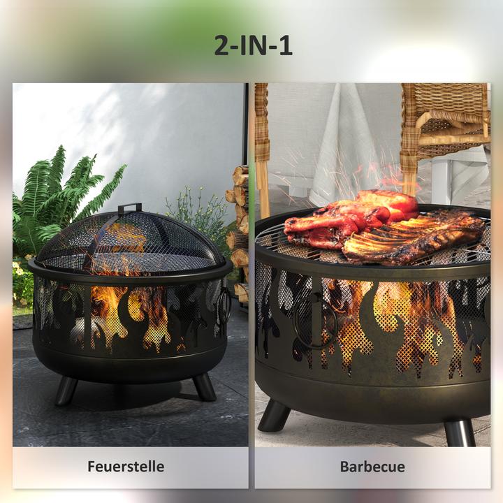 Produktbild Outsunny Feuerschale Metall Schwarz (61 cm)