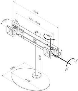 Produktbild Roline Multi LCD-Monitorarm mit Standfuss, für 2 Monitore (Boden)