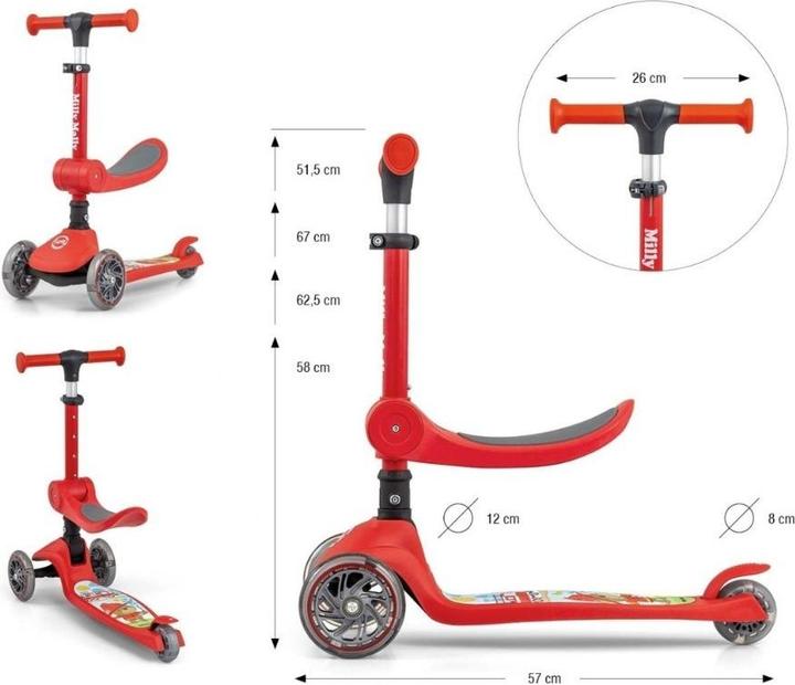 Produktbild Mally Kinder Dreirad Roller Fuzzy Rot Milly