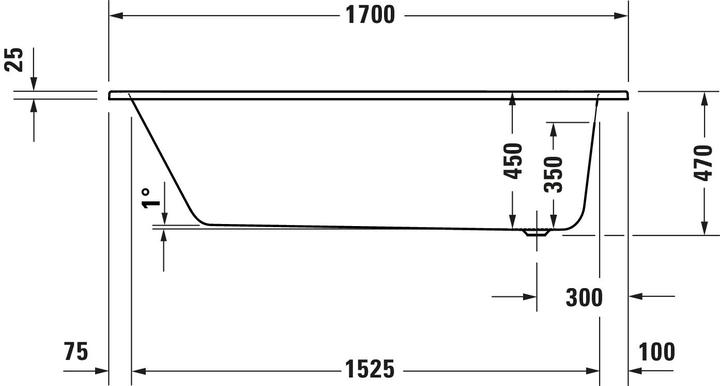 Image du produit Duravit Baignoires D-Code, 1750x750mm, rectangulaire, à encastrer, 253 litres, 1 pente de dossier (253 l, 170 cm, 75 cm)