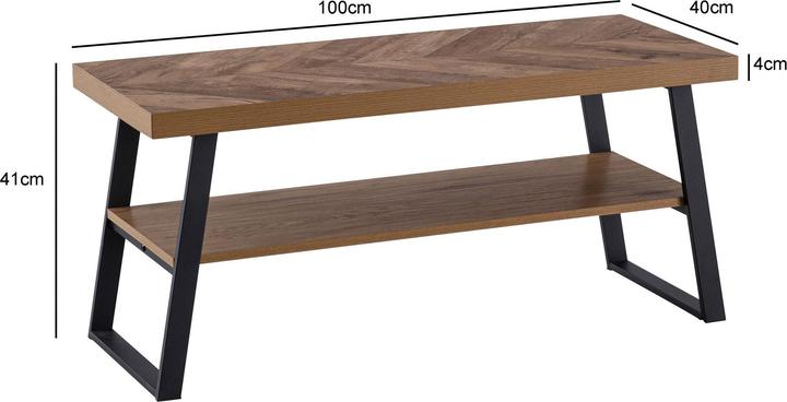 Actual product image FineBuy Schuhbank 100 cm Garderobenbank Eiche Fischgrät Dekor Flur Schuhregal (40 cm)